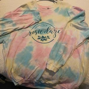Tie dye Rosie Daze Boutique corded pullover sweatshirt